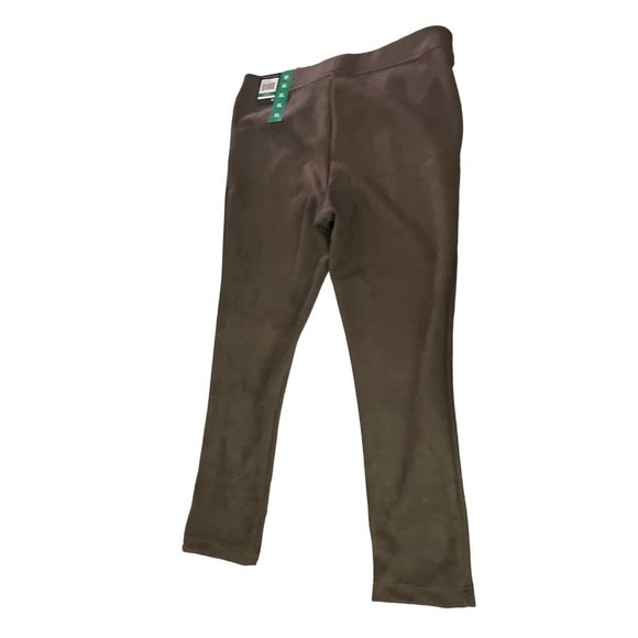 Andrew Marc Size XL Elastic Waistband Stretch Velvet Pull on Legging Taupe - Picture 1 of 3